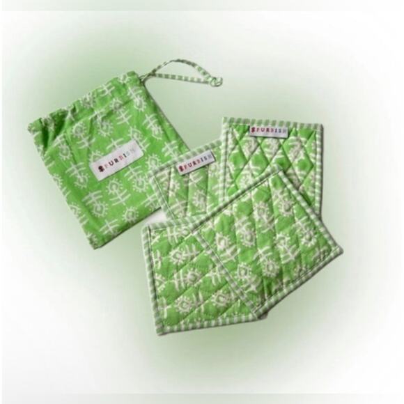 Furbish Studio Flower Quilted Mint Coasters Set of 4 BRAND NEW Cottage Core Boho - Picture 1 of 5